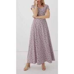 Pact Fit & Flare Crossback Maxi Dress Small Organic Cotton Pockets Prairiecore